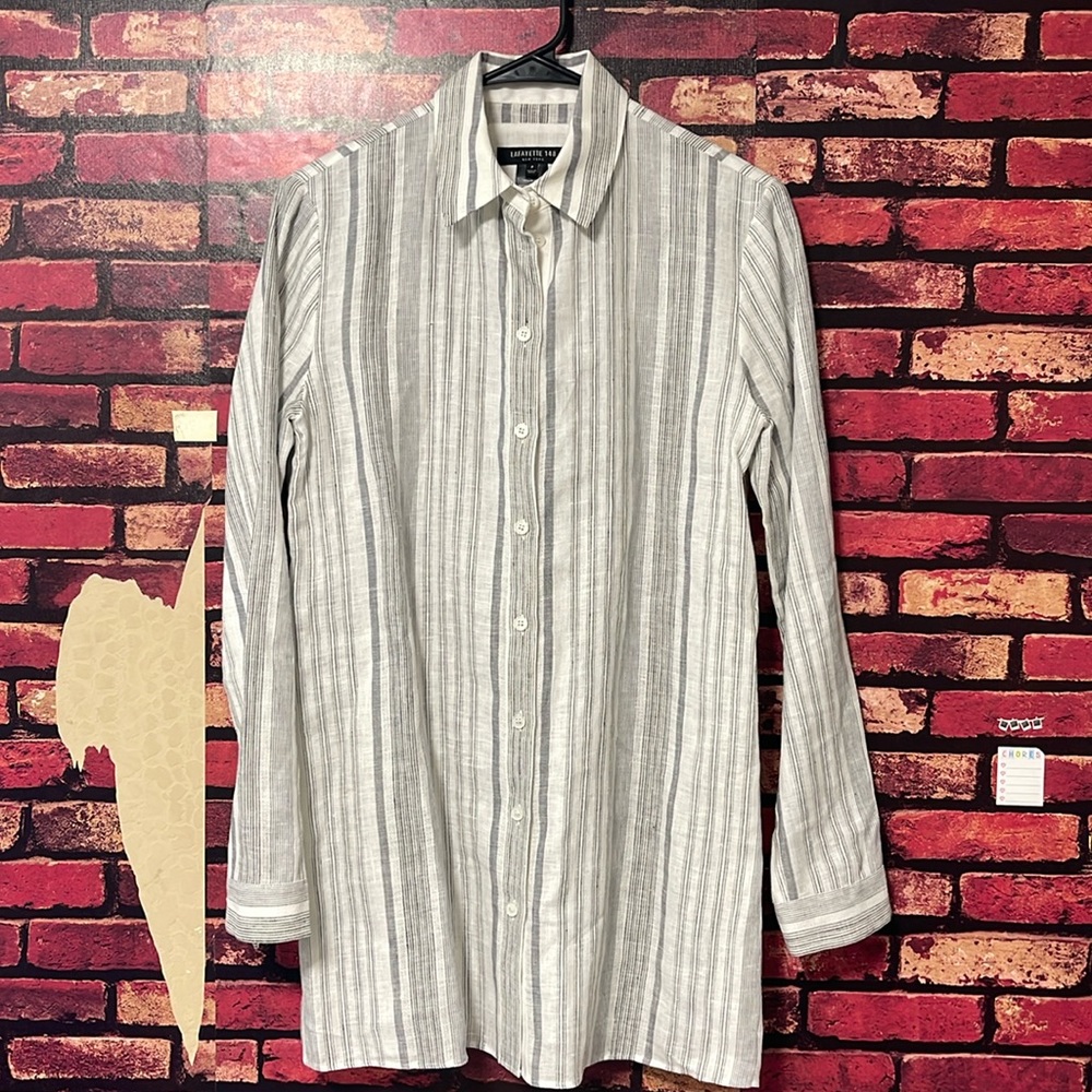 Lafayette 148 button up linen shirt size P